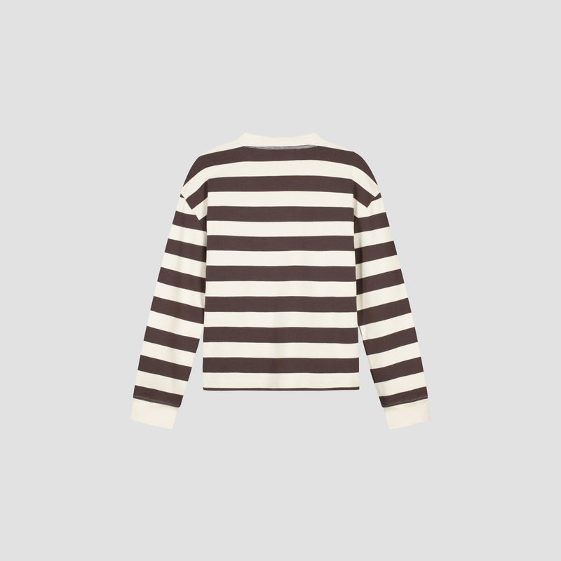 STRIPED RIB RETRO LOGO CREWNECK