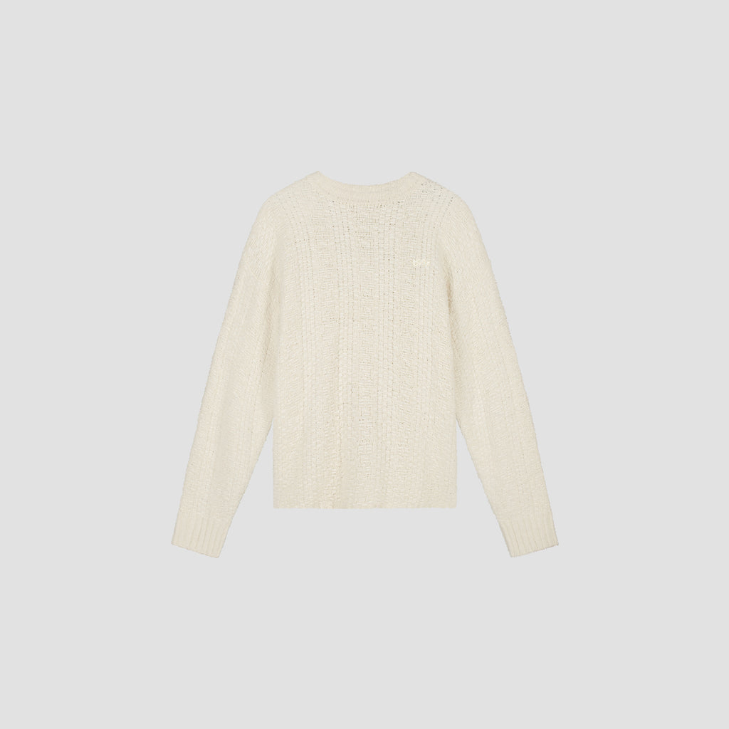 OLAF HUSSEIN Textured boxy knitted crewneck off white