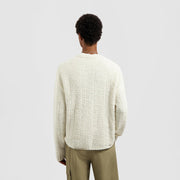 OLAF HUSSEIN Textured boxy knitted crewneck off white