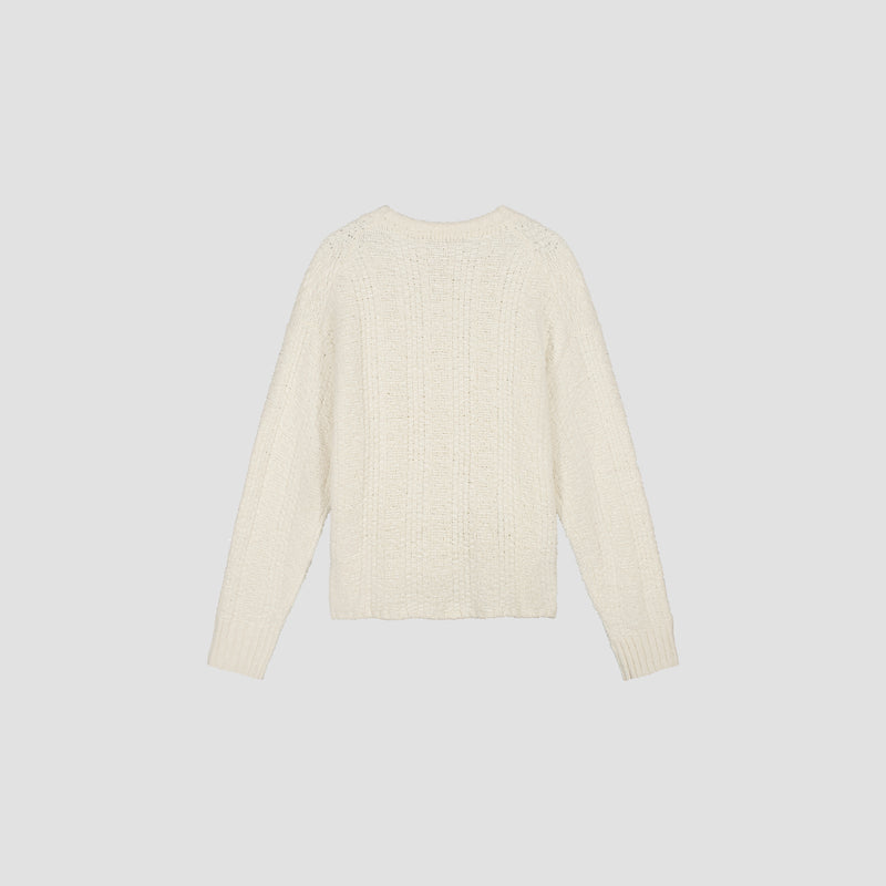 OLAF HUSSEIN Textured boxy knitted crewneck off white