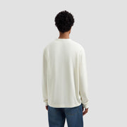 OLAF HUSSEIN Waffle Henley LS tee off white