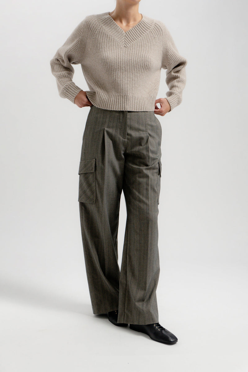 WMN HERRINGBONE CARGO PANTS