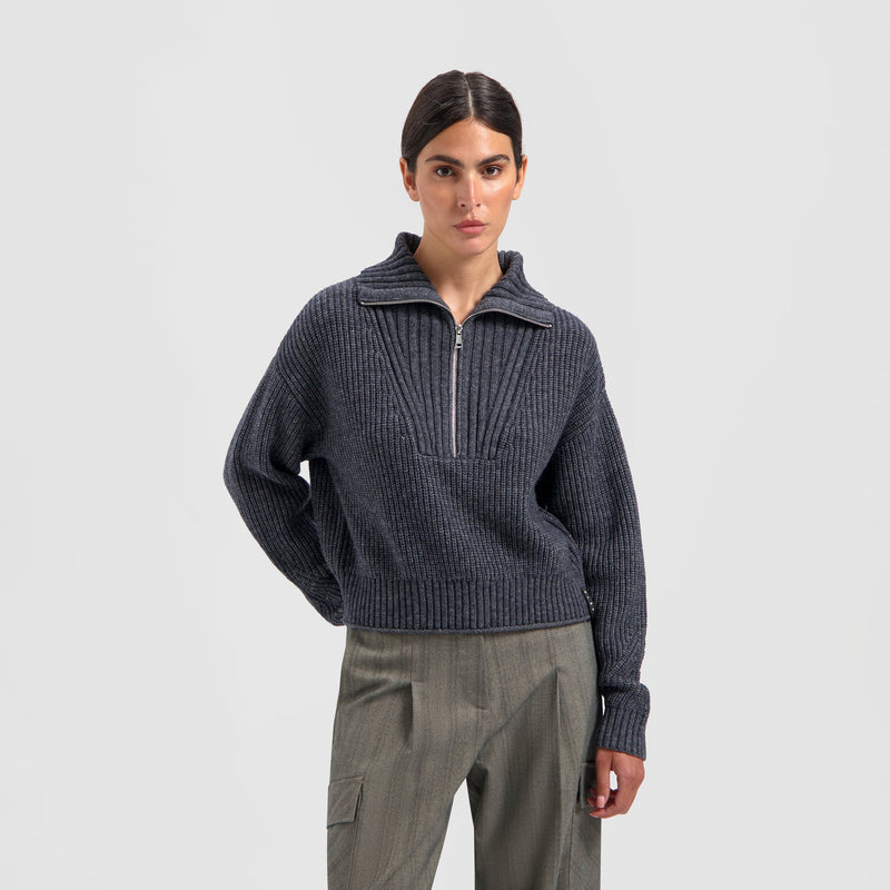 WMN MERINO HALF ZIP KNIT