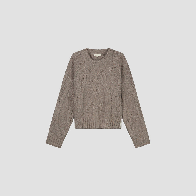 WMN SPECKLED CABLE KNIT