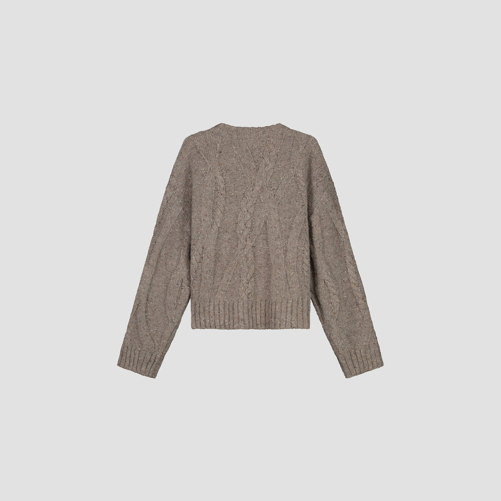 WMN SPECKLED CABLE KNIT