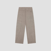 OLAF HUSSEIN Wool herringbone barrel leg pant chocolate chip