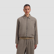 OLAF HUSSEIN Wool herringbone jacket chocolate chip