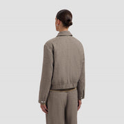 OLAF HUSSEIN Wool herringbone jacket chocolate chip
