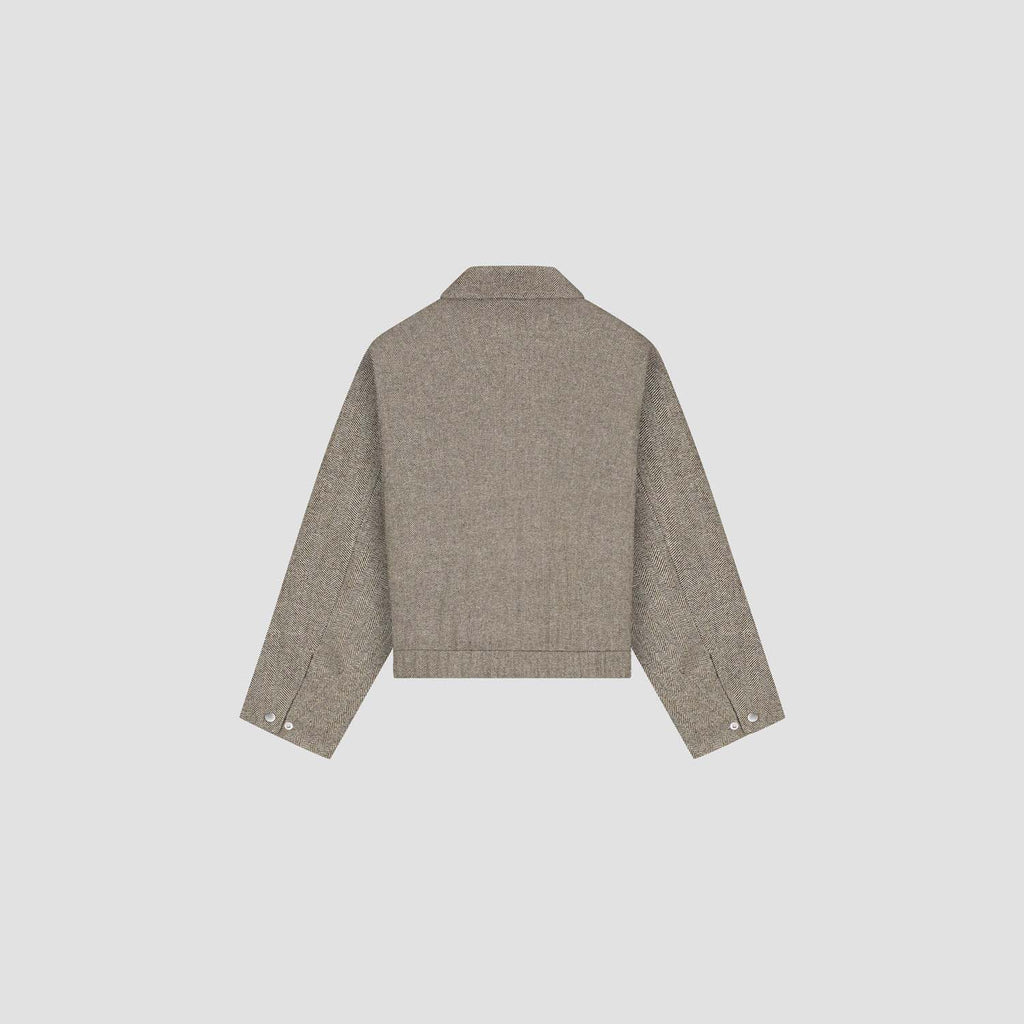 OLAF HUSSEIN Wool herringbone jacket chocolate chip