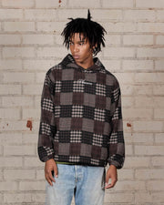 PLEASURES Madras poncho hoodie brown
