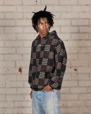 PLEASURES Madras poncho hoodie brown