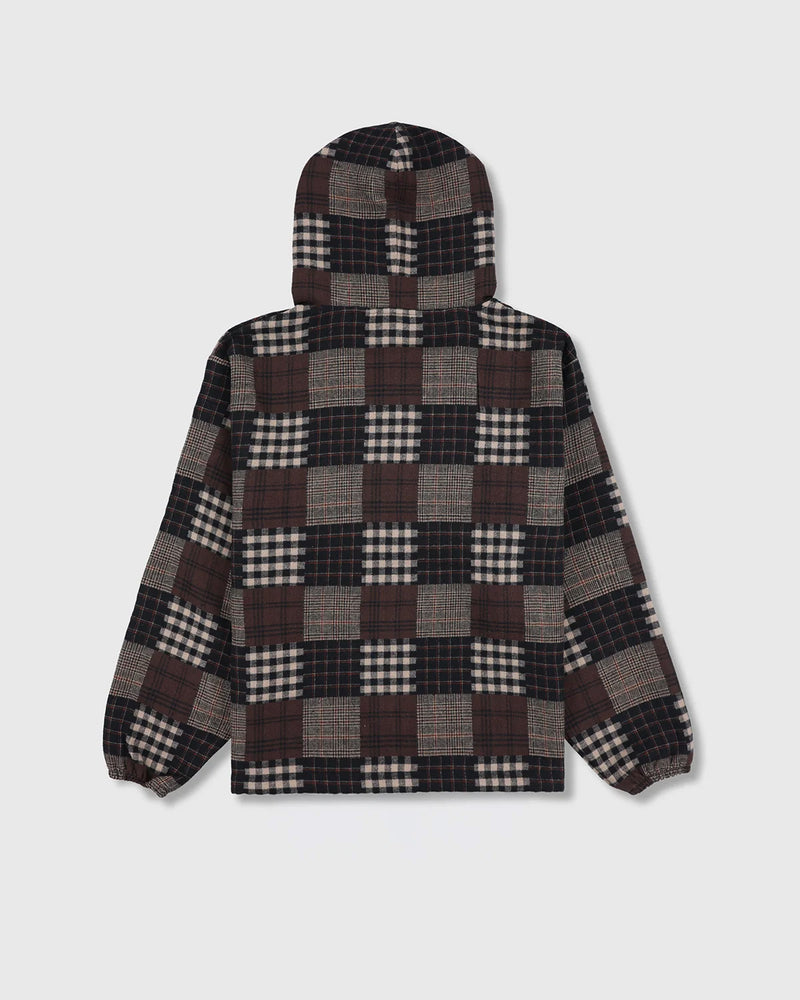 PLEASURES Madras poncho hoodie brown