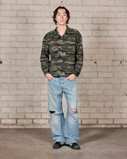 PLEASURES Textured camo quarter zip