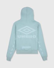 PLEASURES X UMBRO Diamonds zip fitted hoodie sage