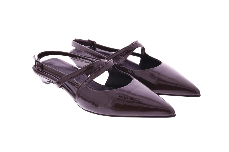 POMME D'OR Slingback pumps coffee brown patent leather - Shop at Monar Antwerp