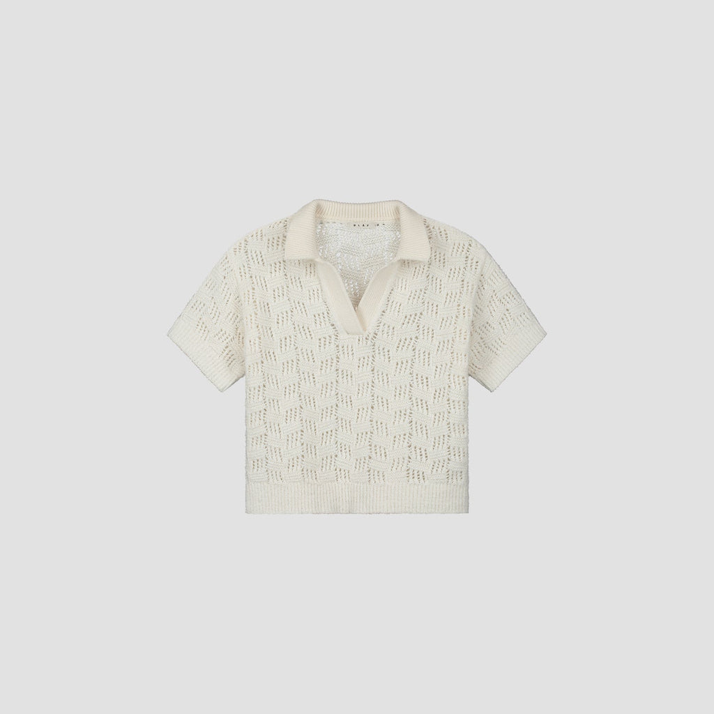 WMN CHECK KNITTED POLO