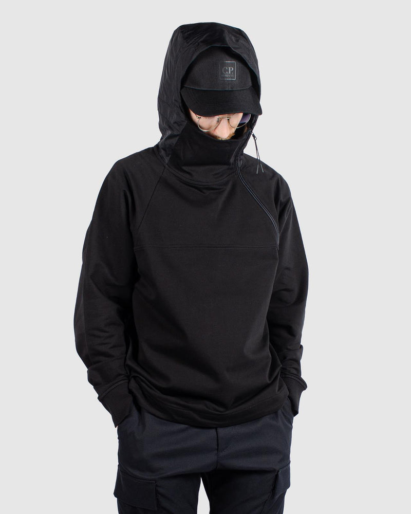 THE METROPOLIS SERIES STRETCH FLEECE MIXED ZIP HOODED SWEATSHIRT