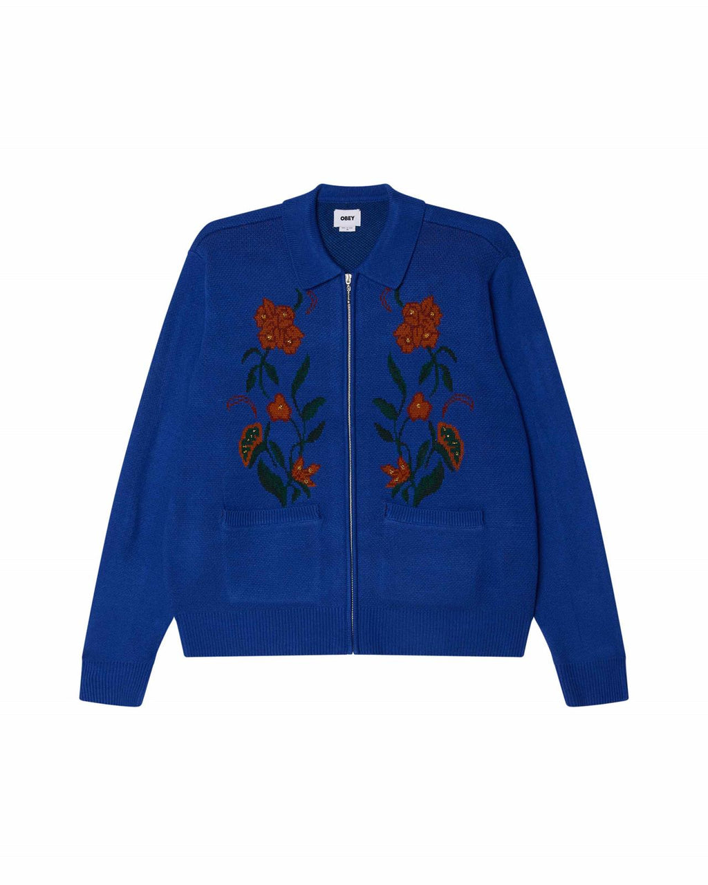 OBEY FLORAL ZIP CARDIGAN