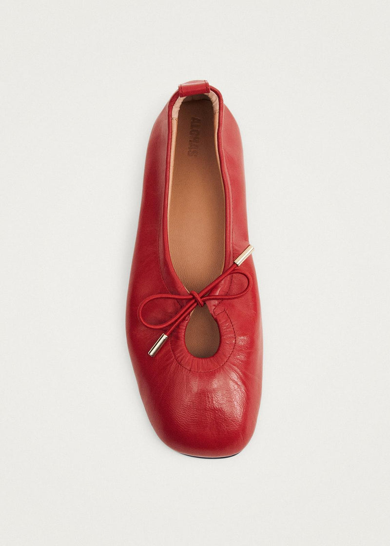 ROSALIND RED LEATHER BALLET FLATS