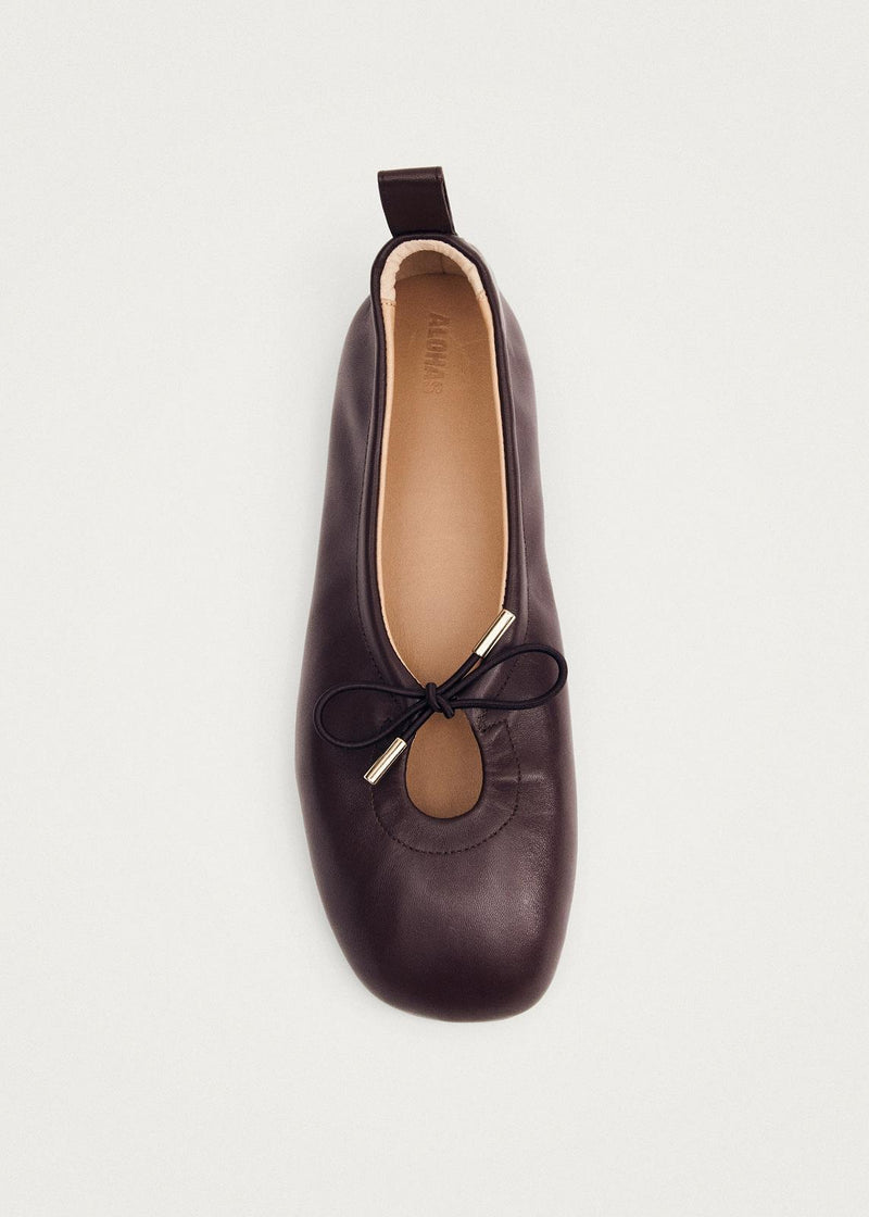 ROSALIND BROWN LEATHER BALLET FLATS