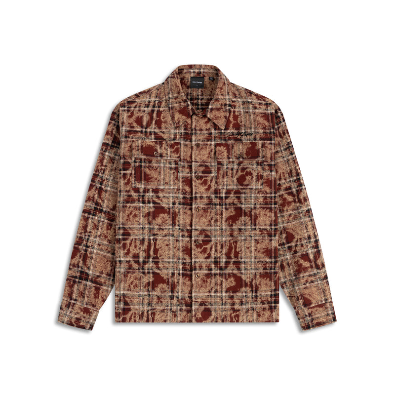 BOXY WASHED CHECK FLANNEL SHIRT