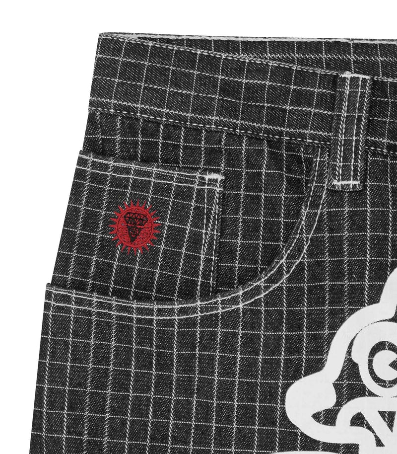 RIPSTOP RUNNING DOG DOUBLE SCOOP DENIM PANTS
