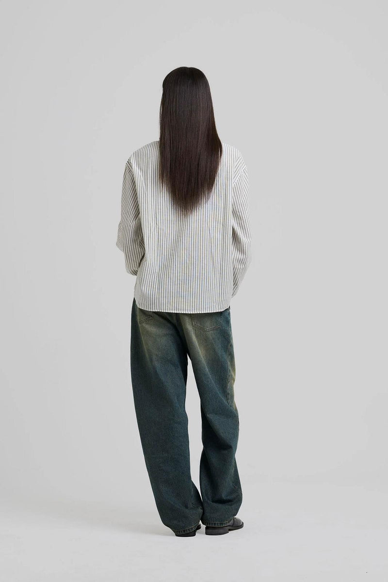 GREEN STRIPED SHIRT