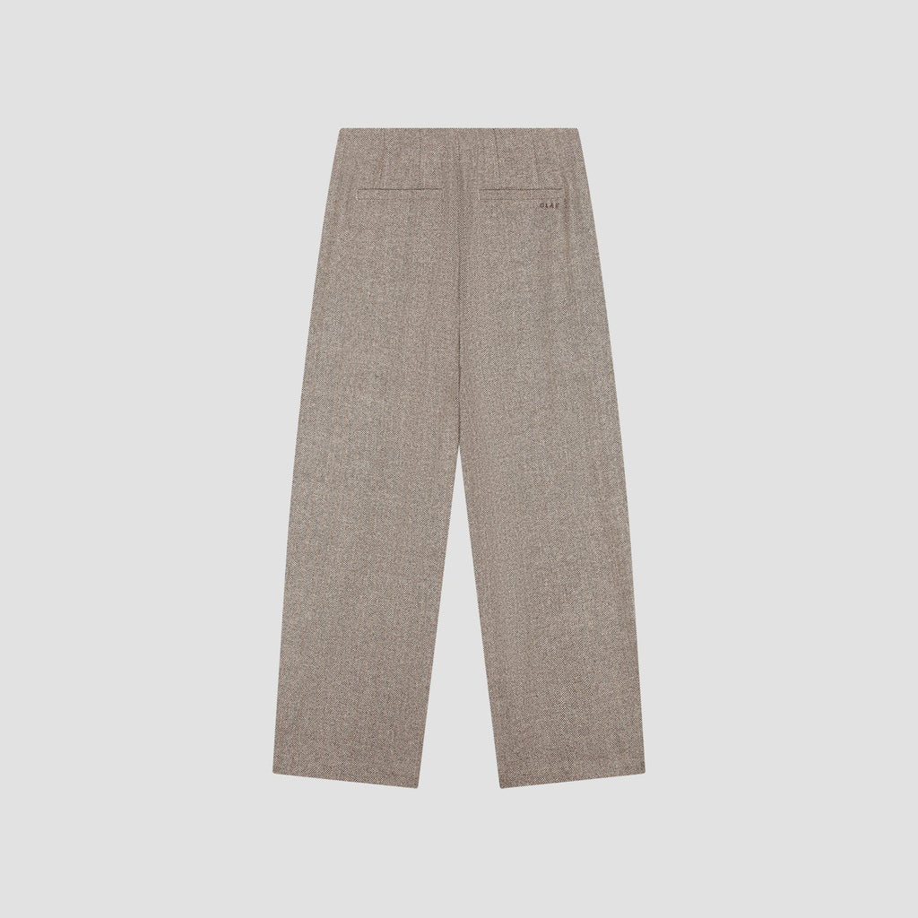 WOOL HERRINGBONE BARREL LEG PANT