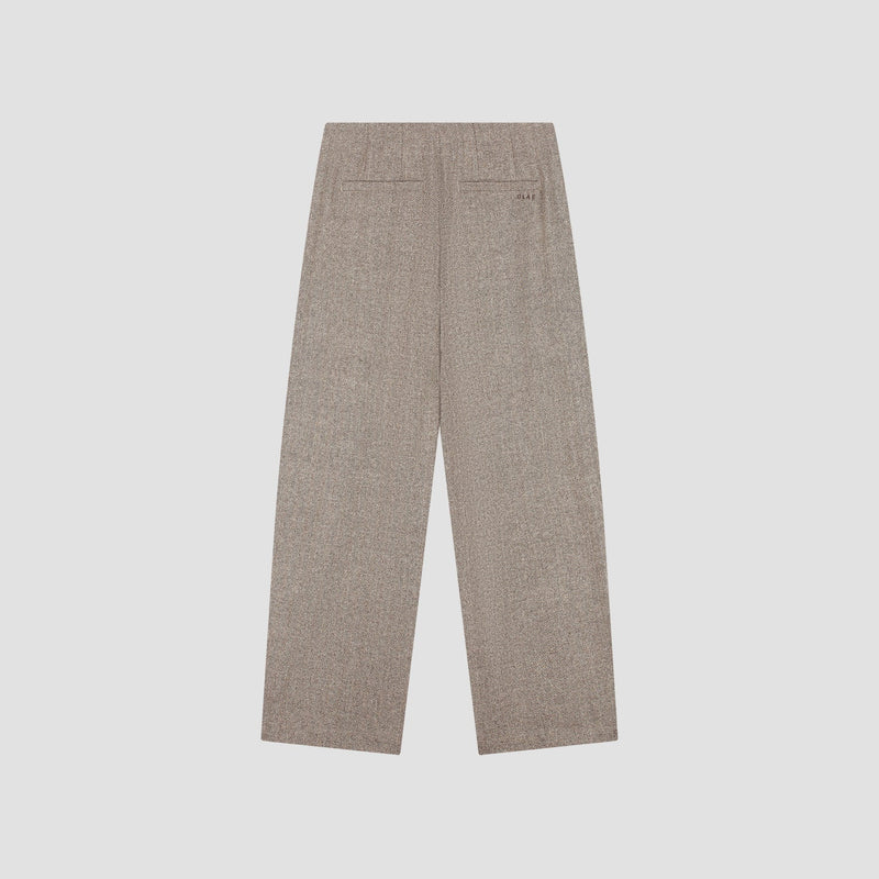 WOOL HERRINGBONE BARREL LEG PANT