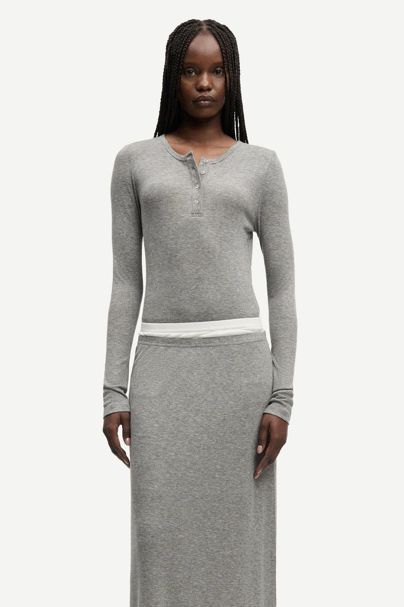 SAMSOE SAMSOE Sadodo LS top mid grey melange