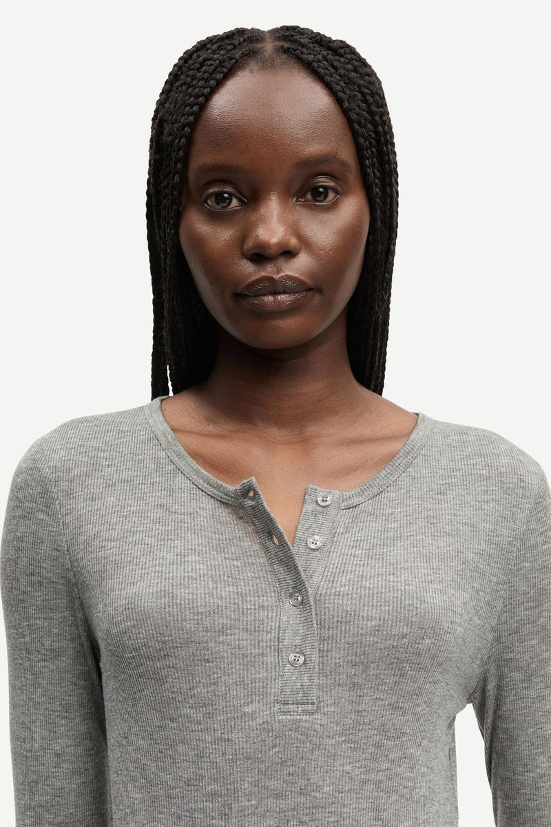 SAMSOE SAMSOE Sadodo LS top mid grey melange