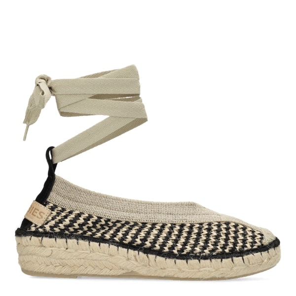 SHABBIES Palma kimono espadrilles black beige - Shop at Monar Antwerp