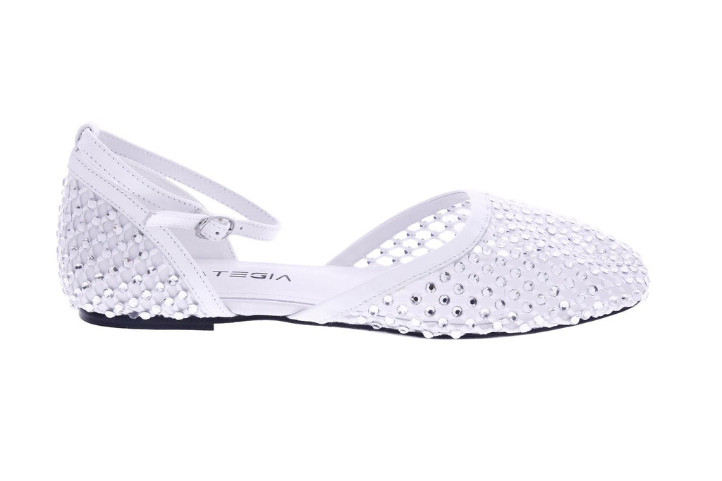 STRATEGIA Strass ballerinas white