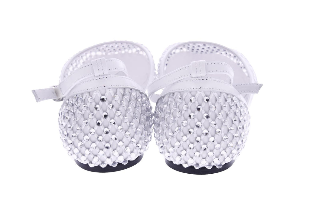 STRATEGIA Strass ballerinas white