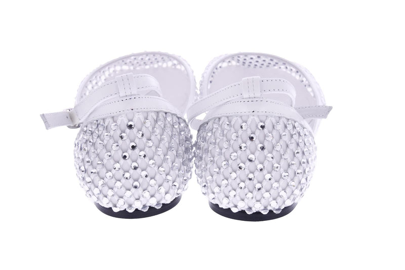 STRATEGIA Strass ballerinas white
