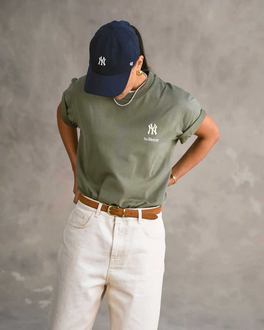 THE MERCER BRAND The Mercer 47 tee New York Yankees green