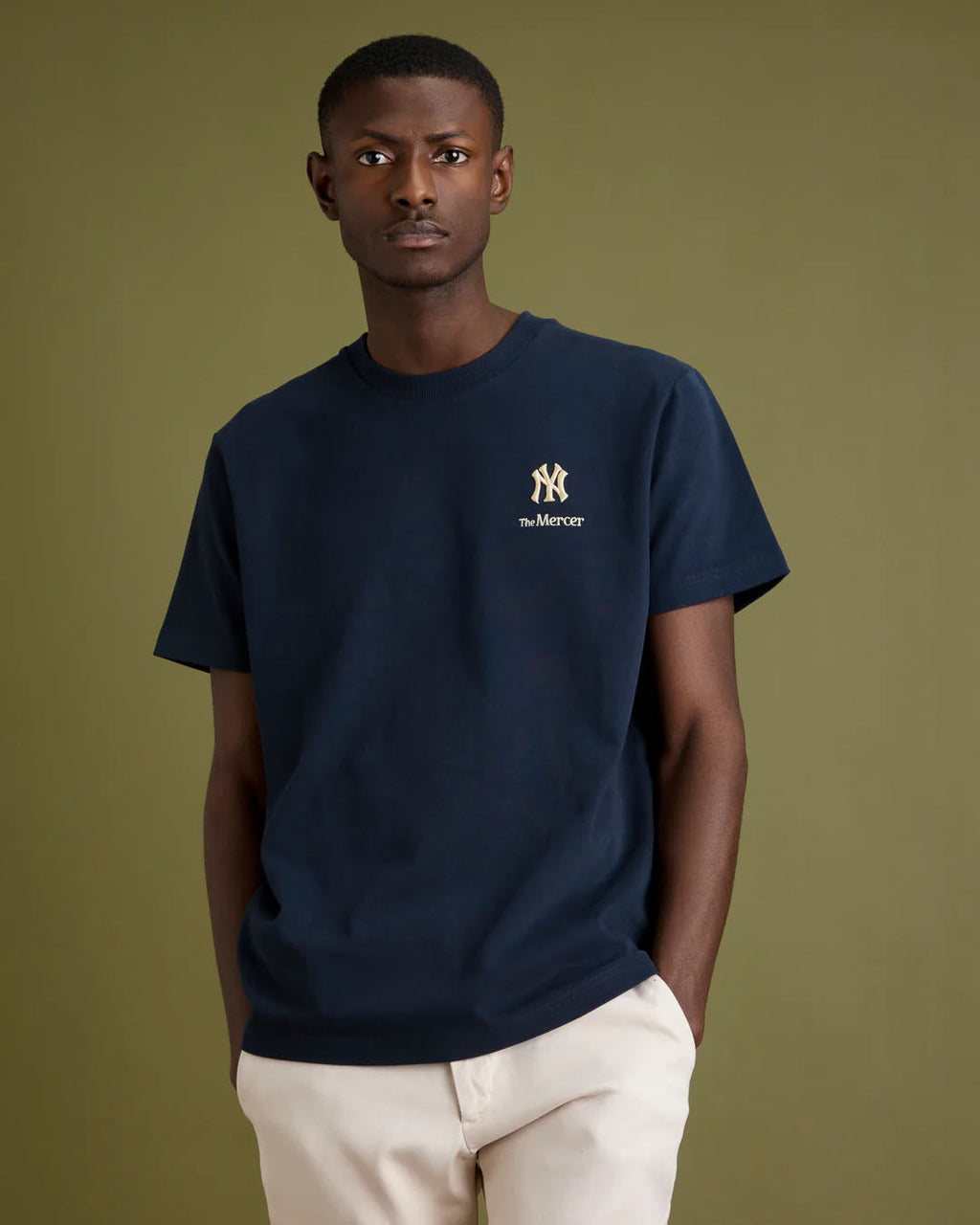 THE MERCER BRAND The Mercer 47 tee New York Yankees navy blue
