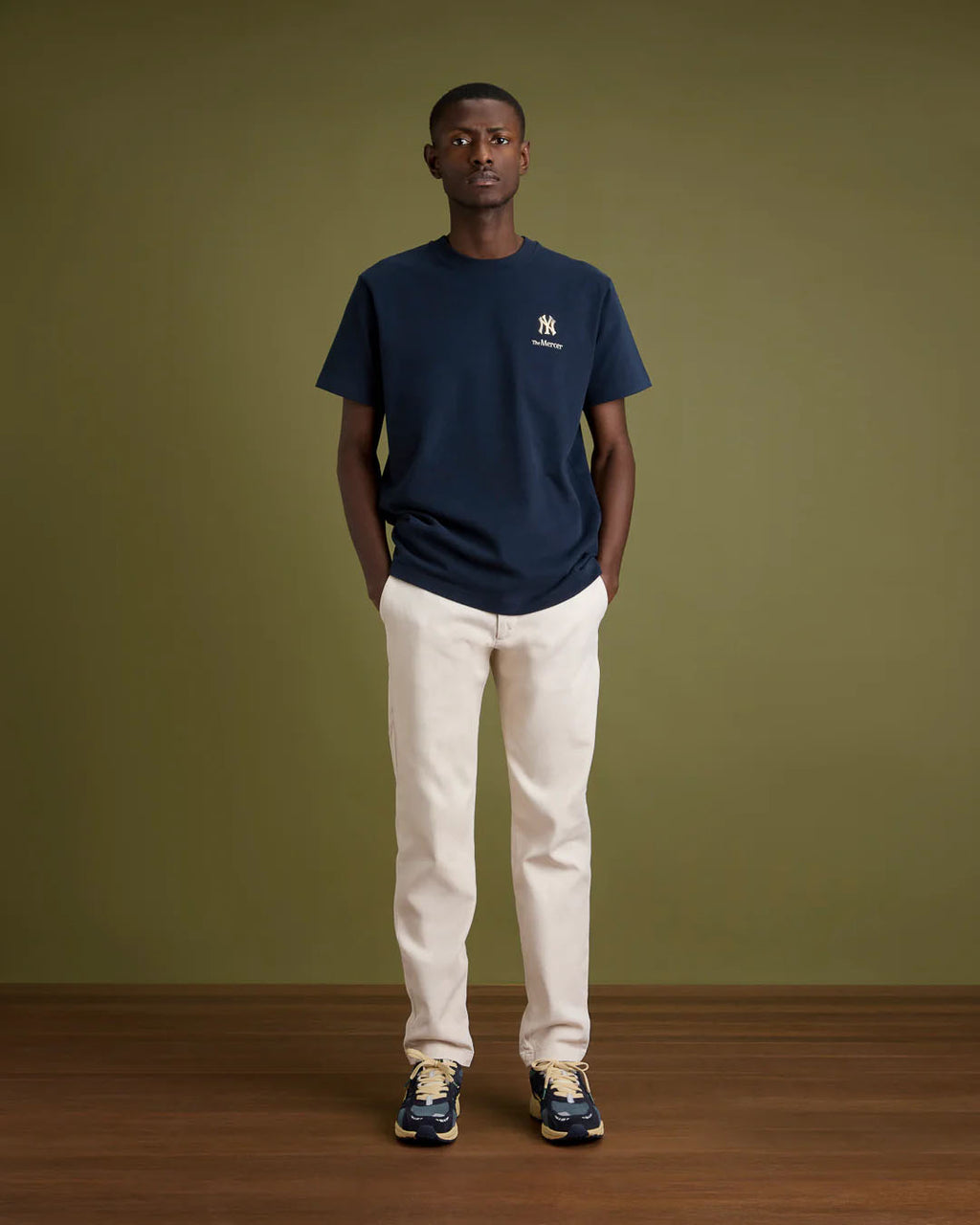 THE MERCER BRAND The Mercer 47 tee New York Yankees navy blue