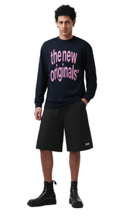 THE NEW ORIGINALS Big logo longsleeve t-shirt navy blue pink
