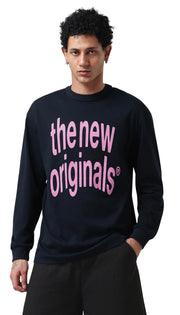THE NEW ORIGINALS Big logo longsleeve t-shirt navy blue pink