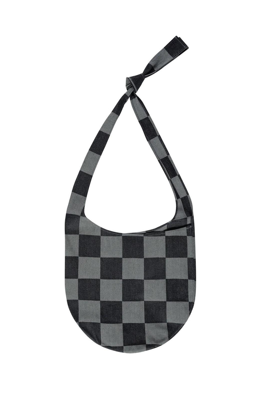 THE NEW ORIGINALS Emblem sling bag checkered raw denim