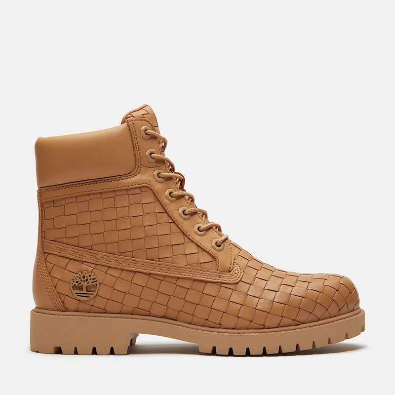 TIMBERLAND 6 inch premium lace up boot woven leather beige