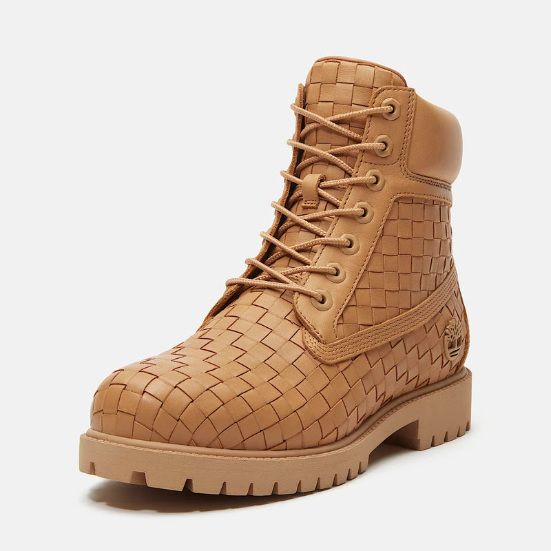 TIMBERLAND 6 inch premium lace up boot woven leather beige