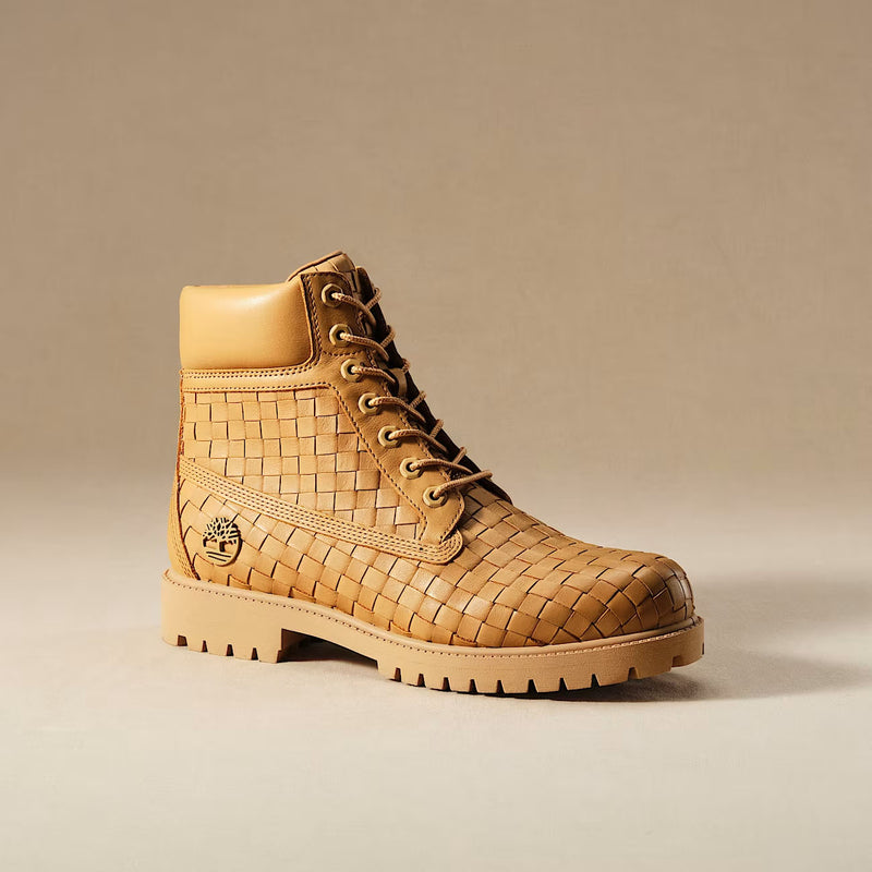 TIMBERLAND 6 inch premium lace up boot woven leather beige
