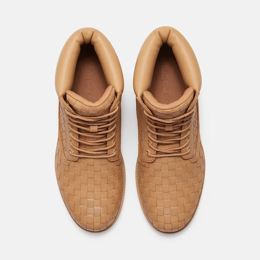 TIMBERLAND 6 inch premium lace up boot woven leather beige