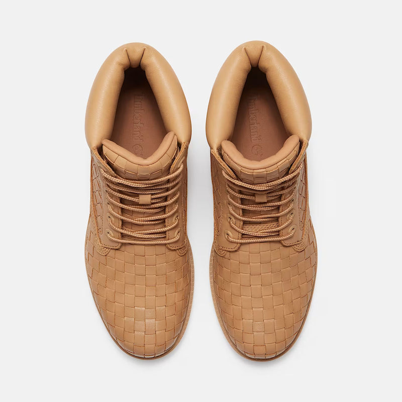 TIMBERLAND 6 inch premium lace up boot woven leather beige
