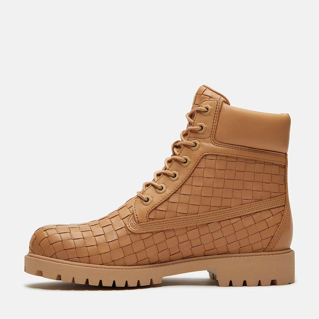 TIMBERLAND 6 inch premium lace up boot woven leather beige