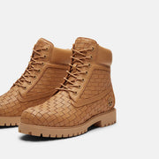 TIMBERLAND 6 inch premium lace up boot woven leather beige