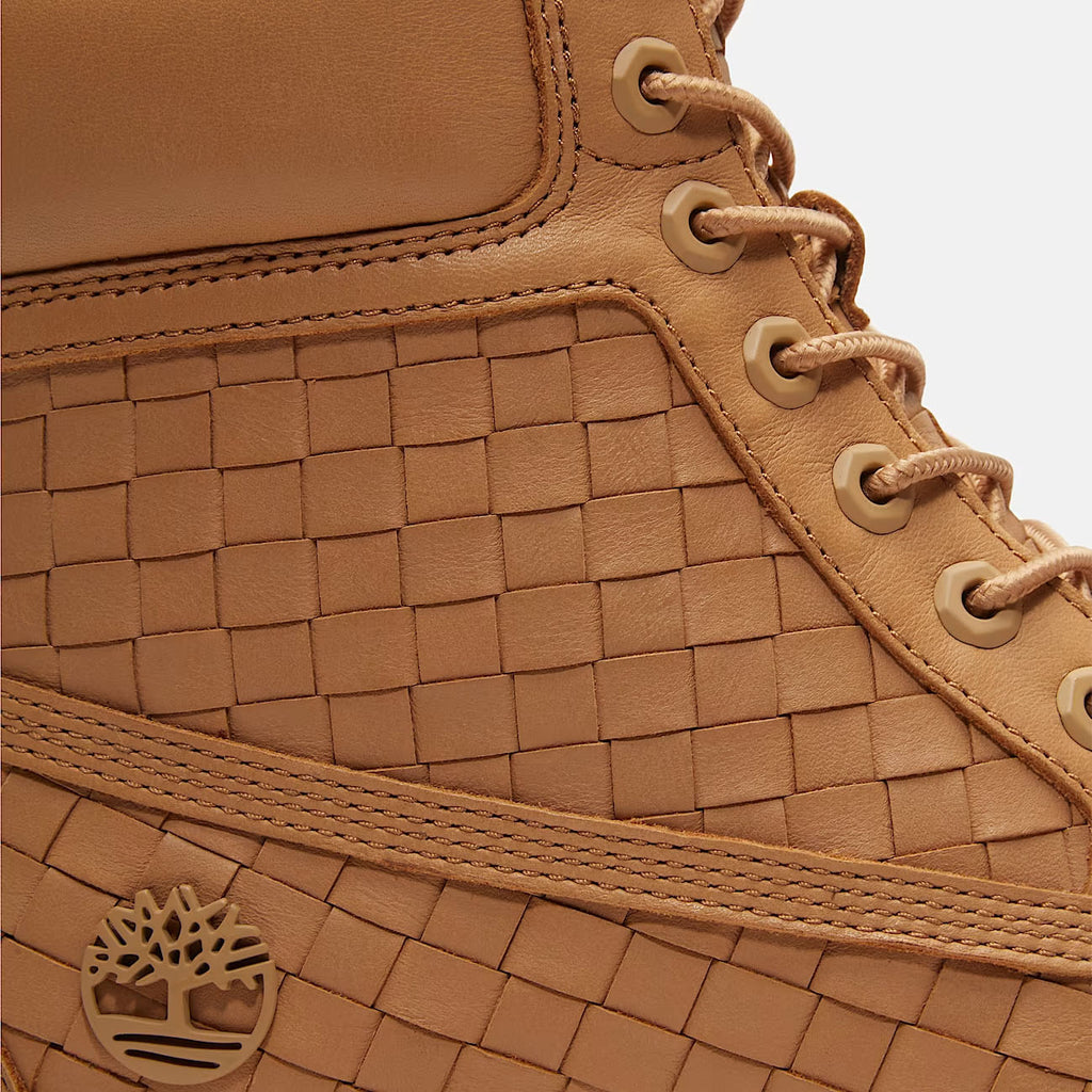 TIMBERLAND 6 inch premium lace up boot woven leather beige