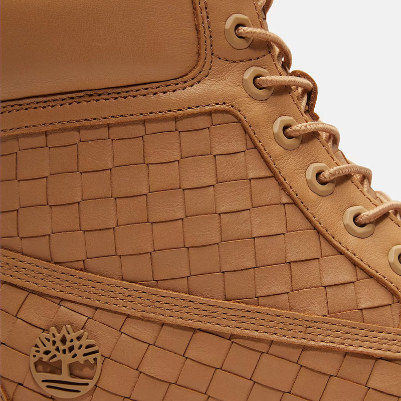 TIMBERLAND 6 inch premium lace up boot woven leather beige